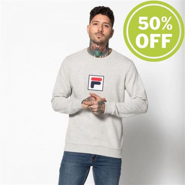 Fila Rian Crew Er Longsleeve Er With Crew Neck Men's Sweatshirts - Grey,NZ 946-90285